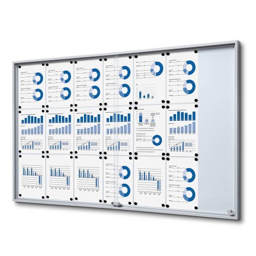 Gablota magnetyczna SLIM 21xA4 154x92 cm z przesuwanymi drzwiami zamykana na kluczyk do użytku wewnętrznego gablota wewnętrzna gablota ogłoszeniowa gablota informacyjna tablica ogłoszeń tablica informacyjna