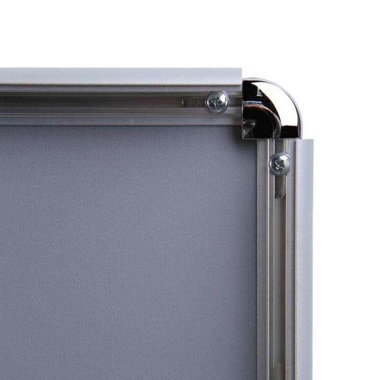 Ramka zatrzaskowa KRAST B1 (70,0 x 100,0 cm) aluminiowa srebrna z zaokrąglonym narożnikiem rama ramka plakatowa OWZ ścienna na plakat na zdjęcia profil 25 mm
