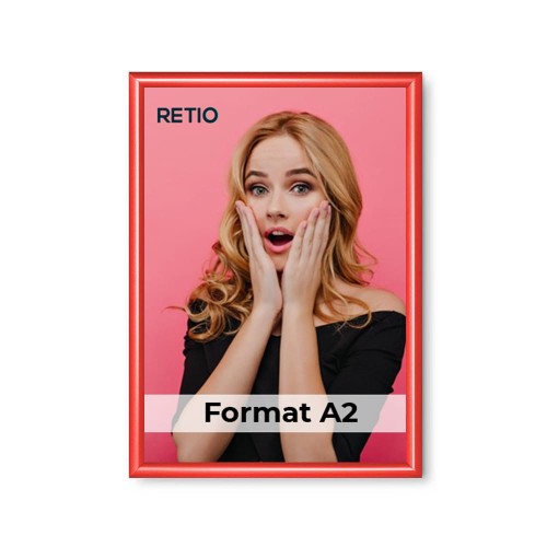 Ramka zatrzaskowa KRAST A2 (42,0 x 59,4 cm) aluminiowa czerwona z ostrym prostym narożnikiem rama ramka plakatowa OWZ ścienna na plakat na zdjęcia profil 25 mm