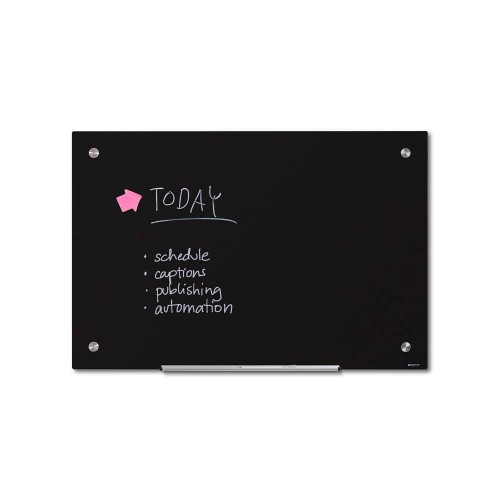 Szklana magnetyczna tablica suchościeralna SCRITTO® 90x60 cm czarna tablica suchościeralna magnetyczna do urzędu szkoły biura do pisania markerem pisakiem flamastrem suchościeralnym