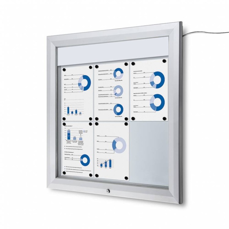 Zewnętrzna gablota magnetyczna ILLUMO 6xA4 80x86 cm z podświetleniem LED zamykana na kluczyk do użytku zewnętrznego gablota zewnętrzna gablota ogłoszeniowa gablota informacyjna tablica ogłoszeń tablica informacyjna