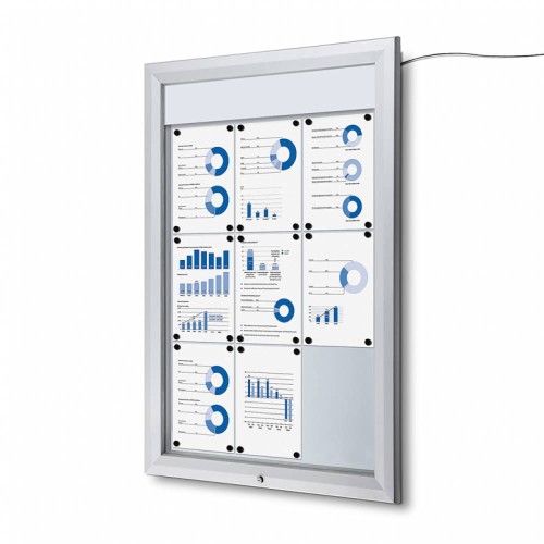 Zewnętrzna gablota magnetyczna ILLUMO 9xA4 80x116 cm z podświetleniem LED zamykana na kluczyk do użytku zewnętrznego gablota zewnętrzna gablota ogłoszeniowa gablota informacyjna tablica ogłoszeń tablica informacyjna