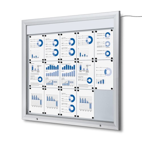 Zewnętrzna gablota magnetyczna ILLUMO 15xA4 124x116 cm z podświetleniem LED zamykana na kluczyk do użytku zewnętrznego gablota zewnętrzna gablota ogłoszeniowa gablota informacyjna tablica ogłoszeń tablica informacyjna