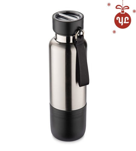 Butelka termiczna ze smyczką RON 500 ml czarny