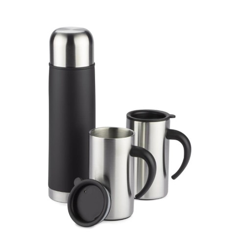 Zestaw upominkowy ACON (Termos 500ml, 2 kubki 260ml) srebrny
