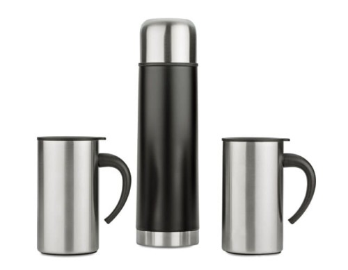 Zestaw upominkowy ACON (Termos 500ml, 2 kubki 260ml) srebrny