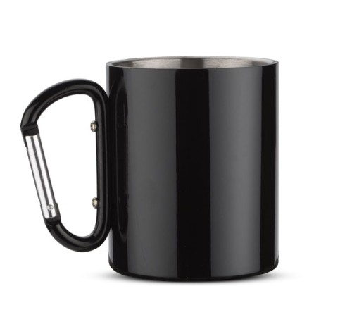 Kubek z karabińczykiem CAMP 250 ml czarny z logo