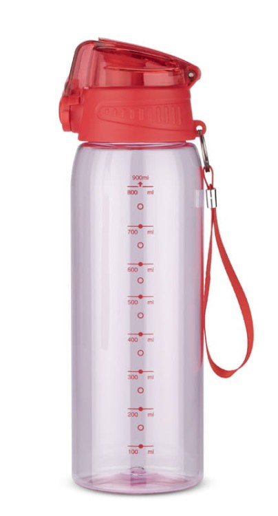 Bidon z miarką 900 ml KOLTER czerwony z logo
