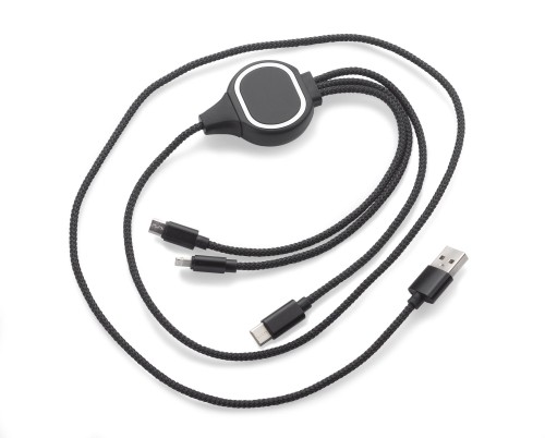 Kabel USB 3 w 1 LUX czarny z logo