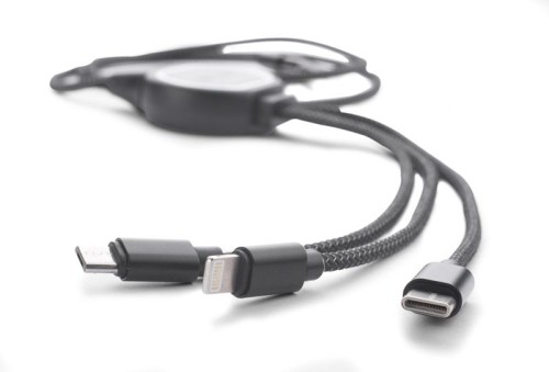 Kabel USB 3 w 1 LUX czarny z logo