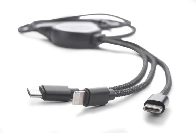 Kabel USB 3 w 1 LUX czarny z logo
