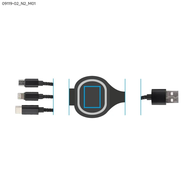 Kabel USB 3 w 1 LUX czarny