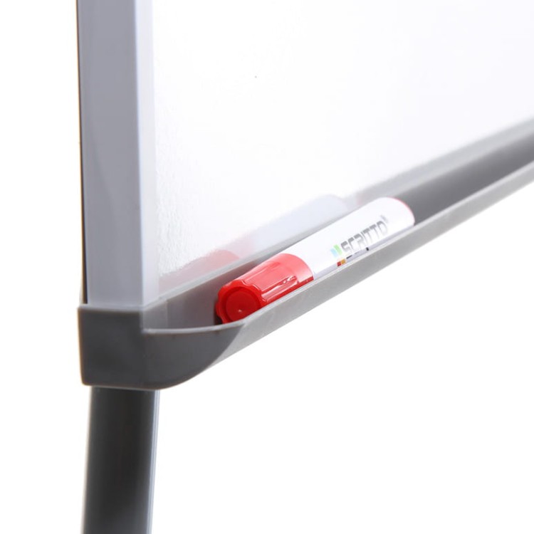 Półka na przybory - Flipchart magnetyczny SCRITTO® Standard 68 x 100 cm stojak z tablicą magnetyczną suchościeralną mobilny flipchart stojak do postawienia z tablicą do pisania z regulowanymi nogami