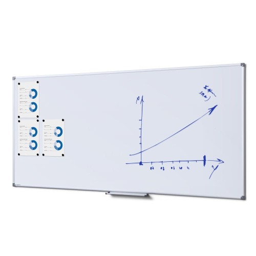 Magnetyczna tablica suchościeralna SCRITTO® Economy 180 x 90 cm biała tablica suchościeralna magnetyczna do urzędu szkoły biura do pisania markerem pisakiem flamastrem suchościeralnym