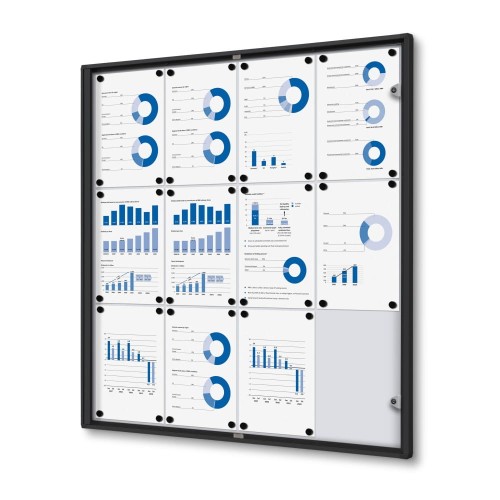 Wersja w kolorze czarnym - Gablota magnetyczna XS 12xA4 88x92 cm zamykana na kluczyk do użytku wewnętrznego gablota wewnętrzna gablota ogłoszeniowa gablota informacyjna tablica ogłoszeń tablica informacyjna