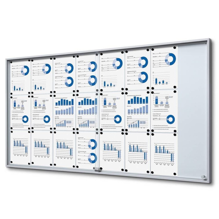 Gablota magnetyczna SLIM 24xA4 175x92 cm z przesuwanymi drzwiami zamykana na kluczyk do użytku wewnętrznego gablota wewnętrzna gablota ogłoszeniowa gablota informacyjna tablica ogłoszeń tablica informacyjna