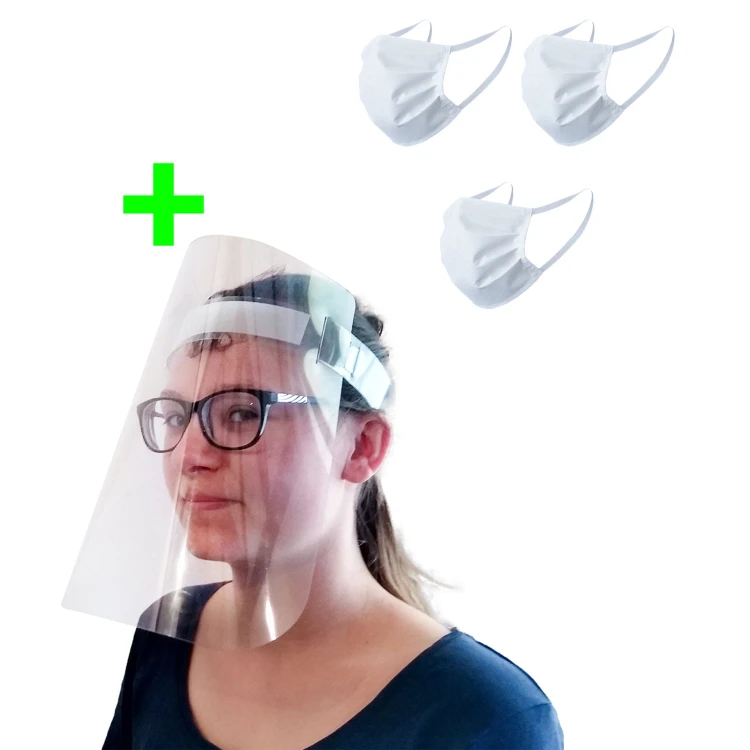 Przyłbica OCHRONNA Na Twarz Ochrona Twarzy PVC + 3x Maseczka Ochronna Wielorazowa