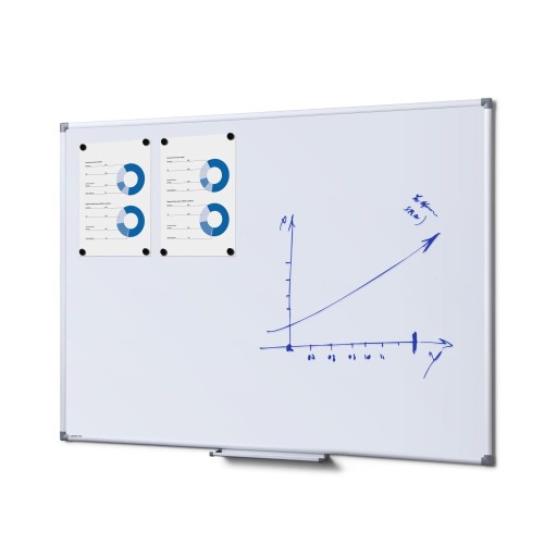 Magnetyczna tablica suchościeralna SCRITTO® Economy 120 x 90 cm biała tablica suchościeralna magnetyczna do urzędu szkoły biura do pisania markerem pisakiem flamastrem suchościeralnym