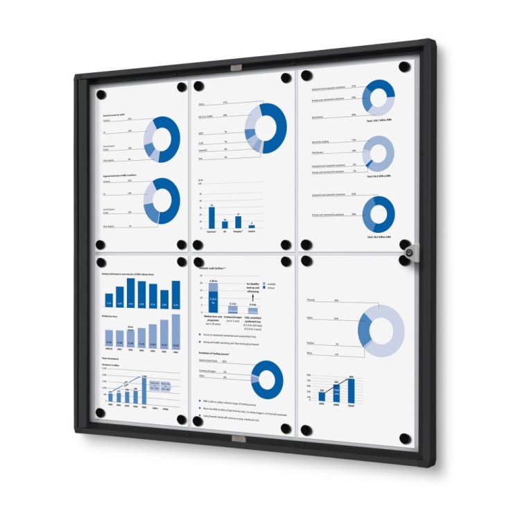 Wersja w kolorze czarnym - Gablota magnetyczna XS 6xA4 66x61 cm zamykana na kluczyk do użytku wewnętrznego gablota wewnętrzna gablota ogłoszeniowa gablota informacyjna tablica ogłoszeń tablica informacyjna