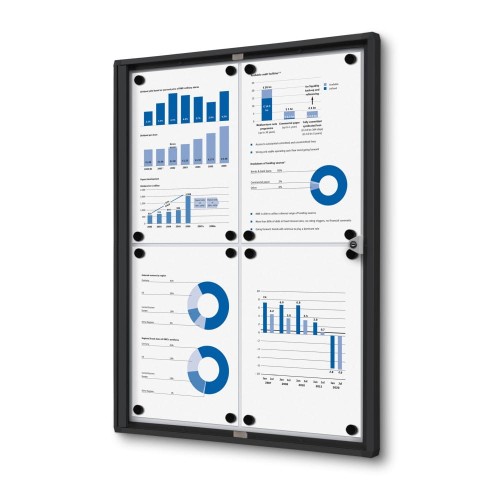 Wersja w kolorze czarnym - Gablota magnetyczna XS 4xA4 44x61 cm zamykana na kluczyk do użytku wewnętrznego gablota wewnętrzna gablota ogłoszeniowa gablota informacyjna tablica ogłoszeń tablica informacyjna