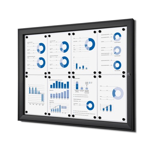 Wersja w kolorze czarnym - Gablota magnetyczna SCS 8xA4 88x61 cm zamykana na kluczyk do użytku wewnętrznego gablota wewnętrzna i zewnętrznego gablota ogłoszeniowa gablota informacyjna tablica ogłoszeń tablica informacyjna