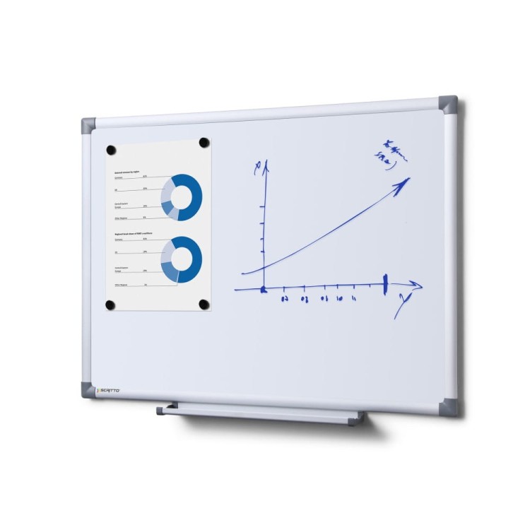Magnetyczna tablica suchościeralna SCRITTO® Economy 60 x 45 cm tablica suchościeralna magnetyczna do urzędu szkoły biura do pisania markerem pisakiem flamastrem suchościeralnym
