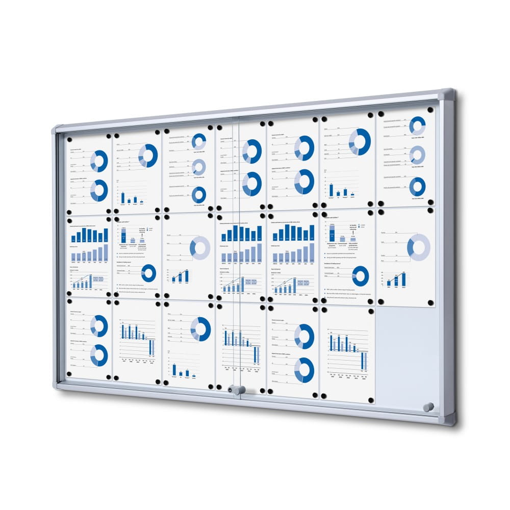 SL 24xA4 Magnetic Display Case 175x92 cm with Sliding Door, Locked with a Key for Internal Use, Display Cabinet, Advertisement Display, Information Display, Notice Board, Information Board