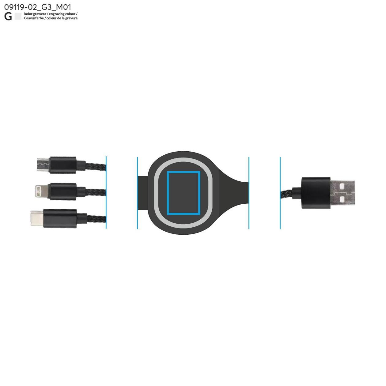 Kabel USB 3 w 1 LUX czarny