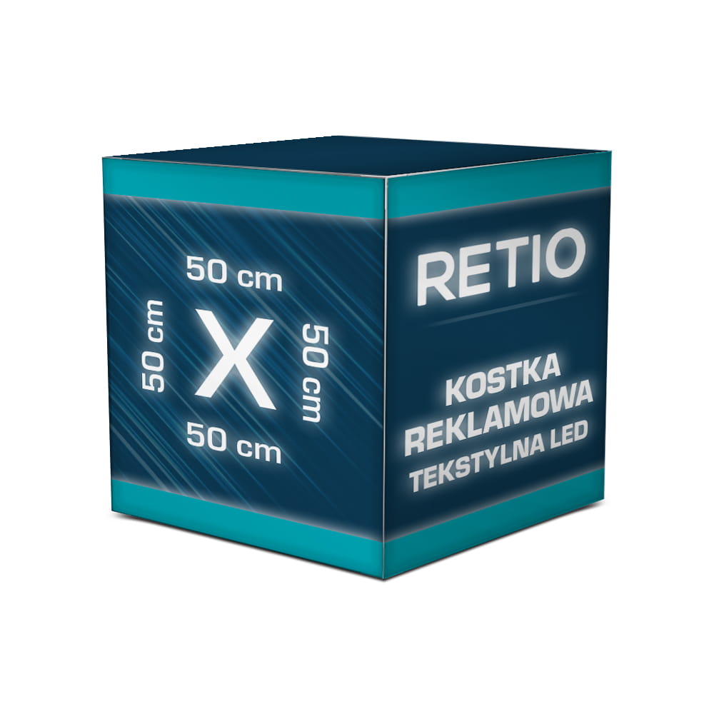 Kostka reklamowa tekstylna LED 50 x 50 cm z nadrukiem