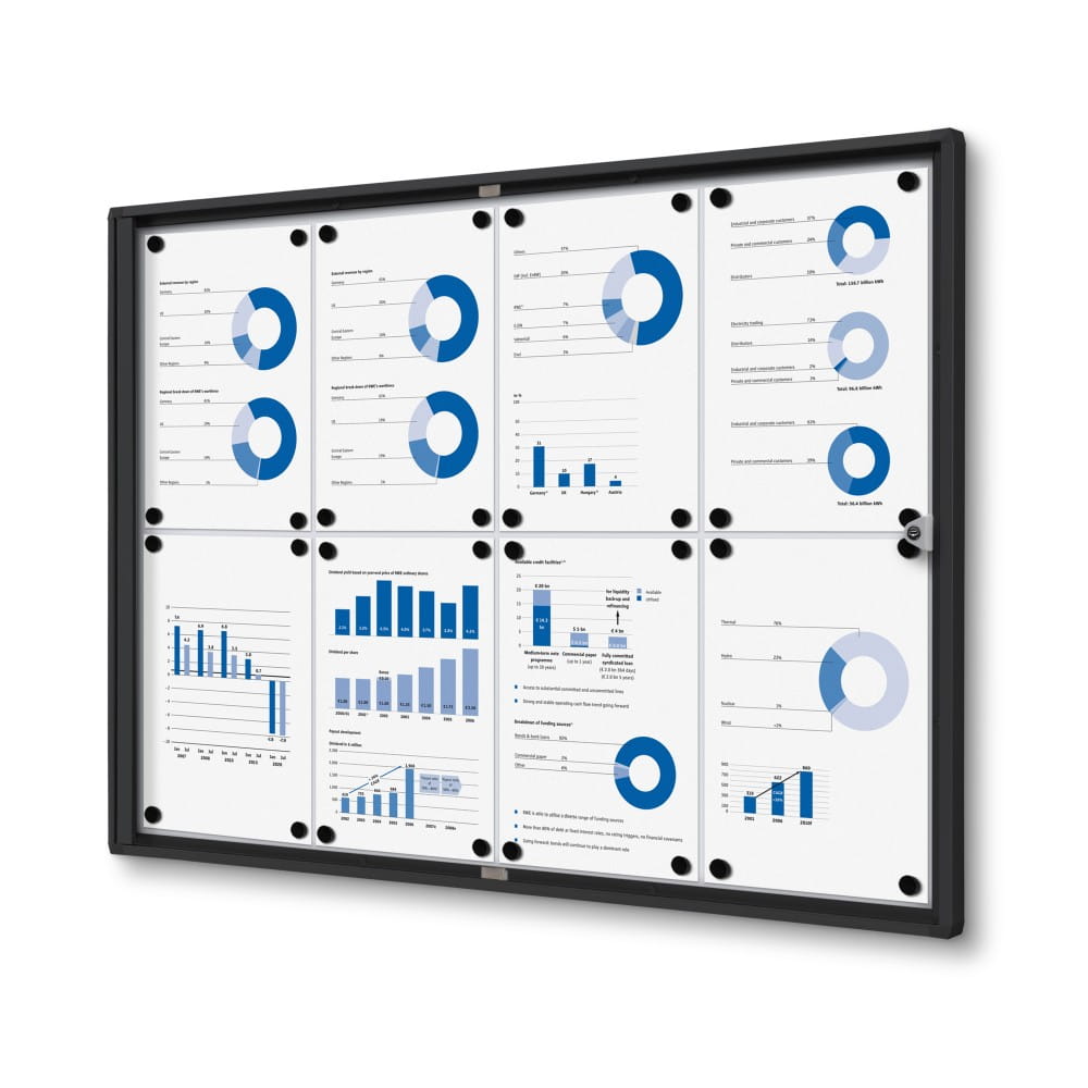 XS 8xA4 Magnetic Display Cabinet 88x61 cm Closed with a Key for Internal Use,  Internal Display, Advertising Display, Information Display, Notice Board