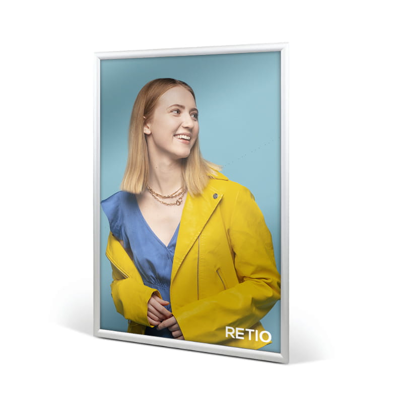 Ramka plakatowa OWZ B1 (100x70 cm) aluminiowa srebrna z prostym narożnikiem rama ramka plakatowa OWZ ścienna na plakat na zdjęcia profil 25 mm