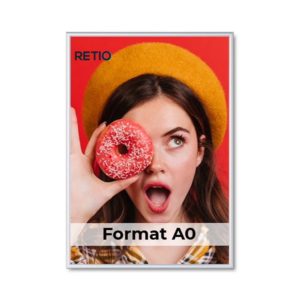 Ramka zatrzaskowa KRAST A0 (84,1 x 118,9 cm) aluminiowa srebrna z ostrym prostym narożnikiem rama ramka plakatowa OWZ ścienna na plakat na zdjęcia profil 25 mm