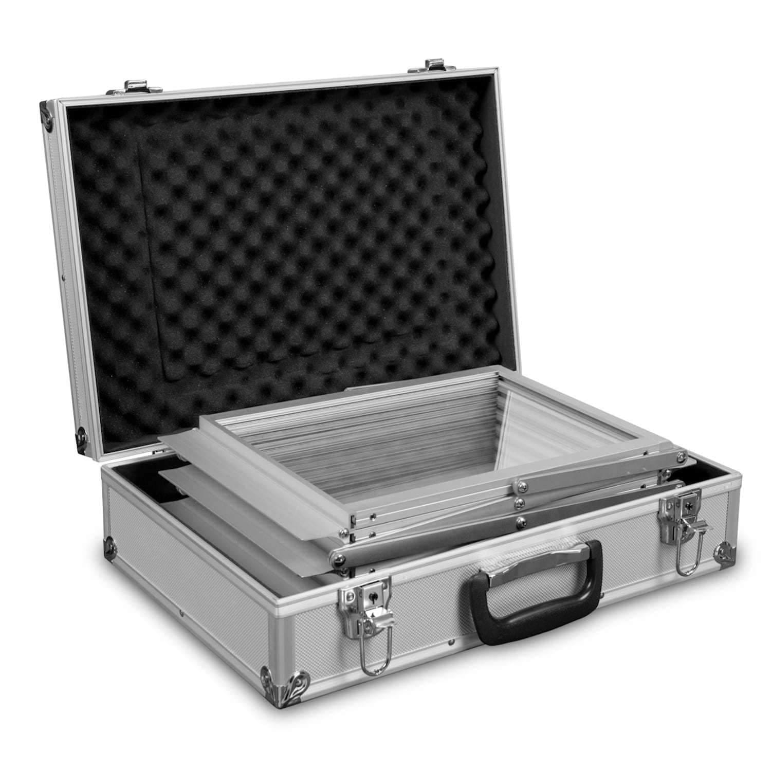 ACRYLIC Folding A4 Leaflet Stand with a Suitcase