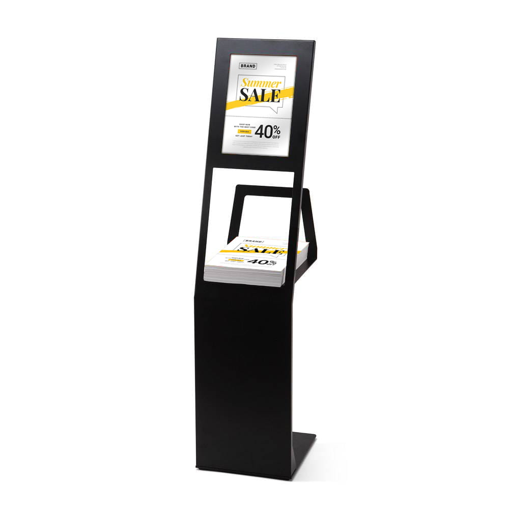 Espositore per volantini con tasca magnetica per poster A4 nero espositore informativo per volantini espositore per cataloghi con cornice A4 espositore da esposizione con spazio per poster per chiosco per settore retail per hotel