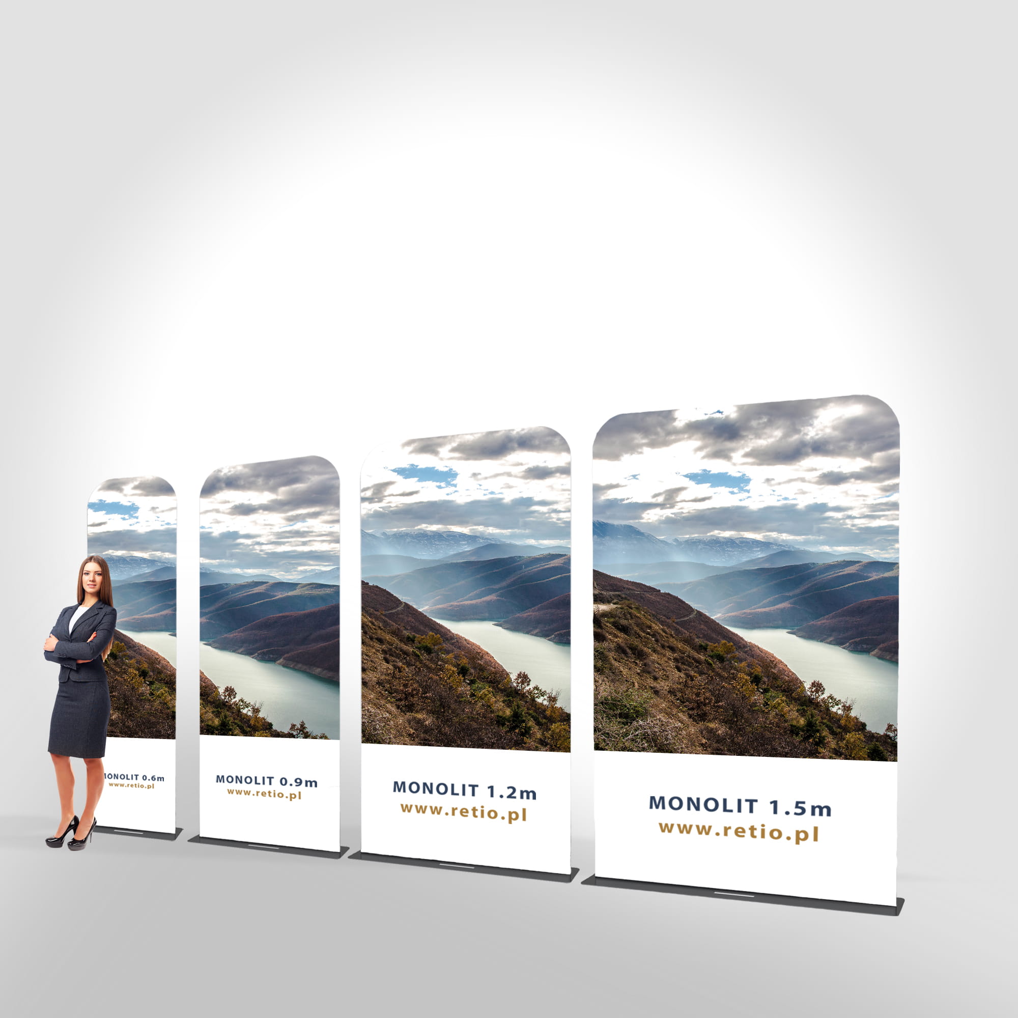 Monolith fabric stand 0,6 x 2,3 m with a double-sided printout