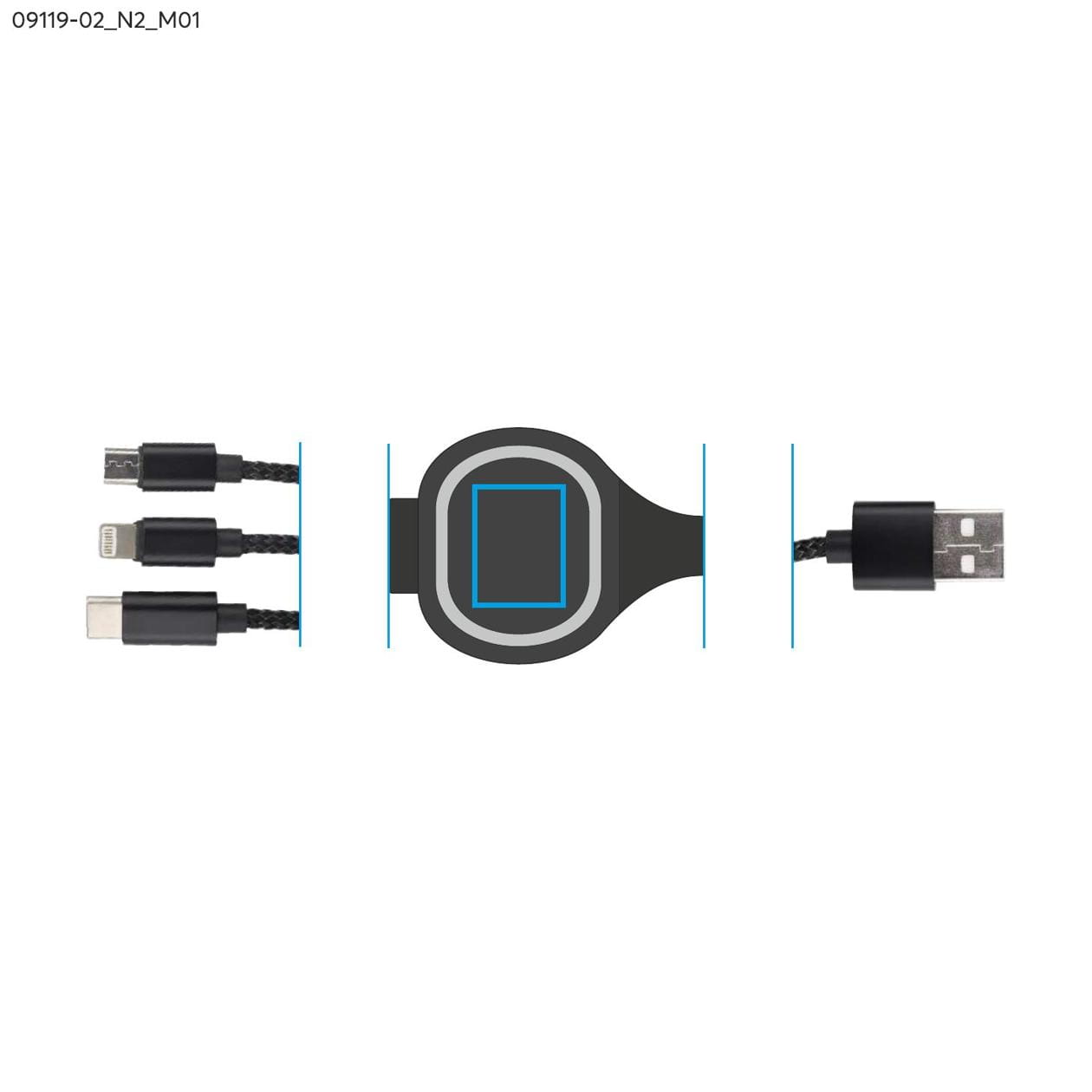 Kabel USB 3 w 1 LUX czarny