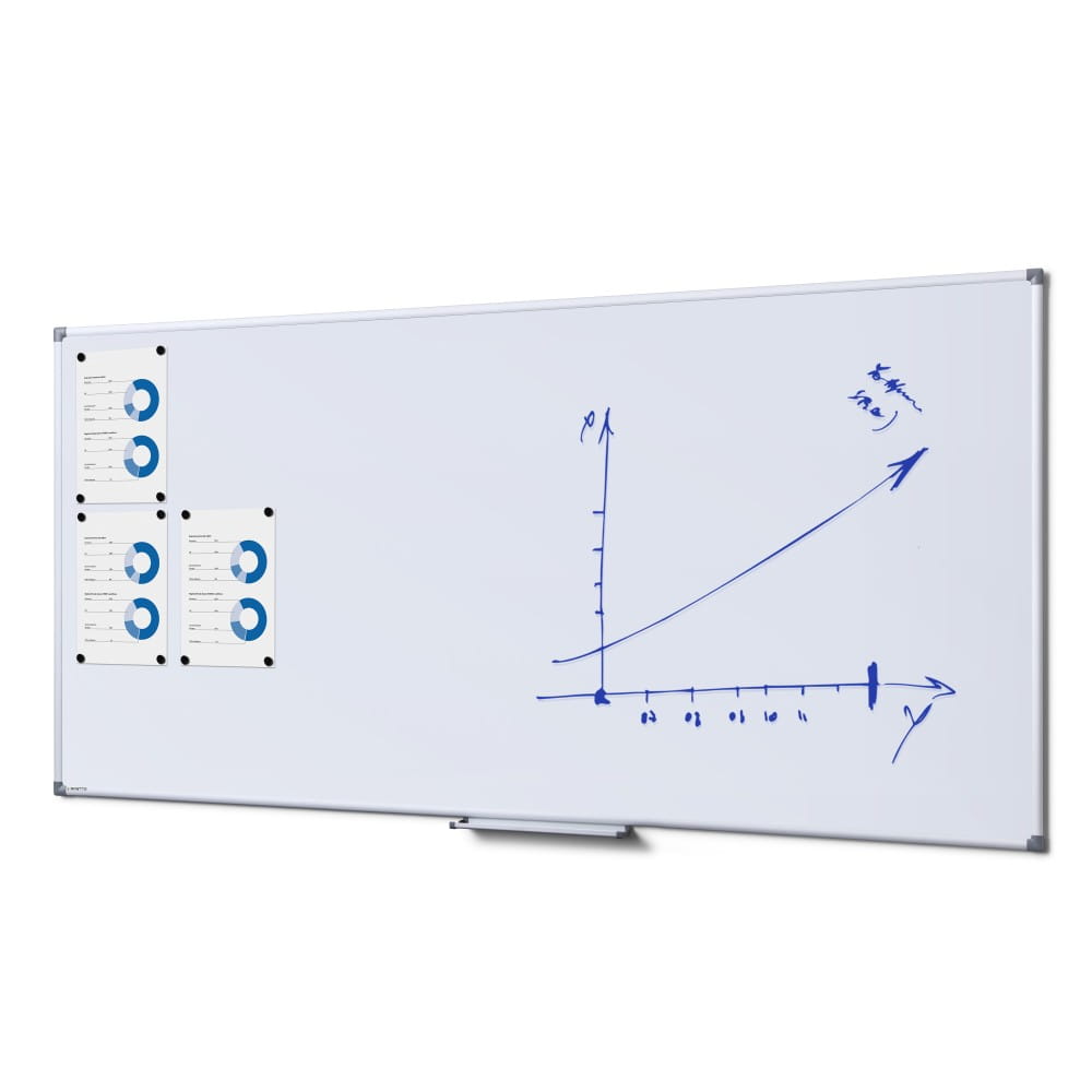 SCRITTO® Economy Magnetic Dry-Wipe Board 200 x 100 cm  White Magnetic Dry-Wipe Board for School or Office for Writing with a Marker Pen or a Felt-tip Pen