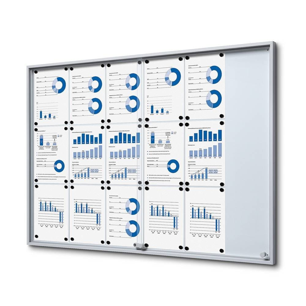 SLIM 18xA4 Magnetic Display Case 132x92 cm with Sliding Doors, Locked with a Key for Internal Use, Internal Display, Advertising Display, Information Display, Notice Board, Information Board
