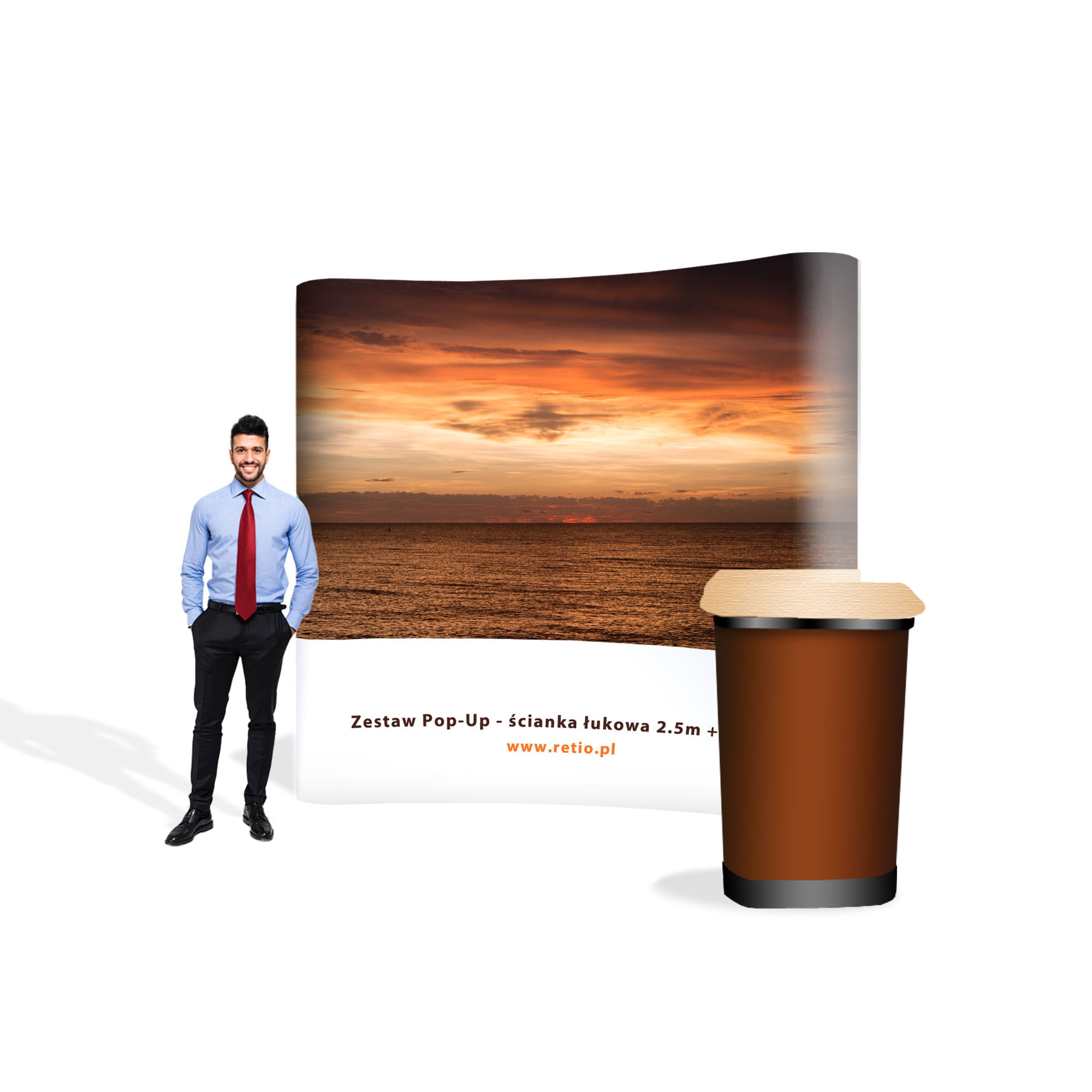 Pop-up premium set - curved wall 2.5 x 2.2 m + case with one-sided print