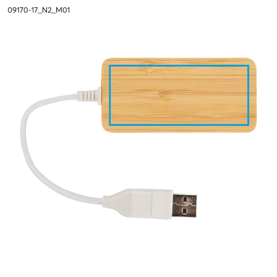 Rozdzielacz bambusowy HUB USB z wymienną wtyczką - RIVO beżowy (naturalny)
