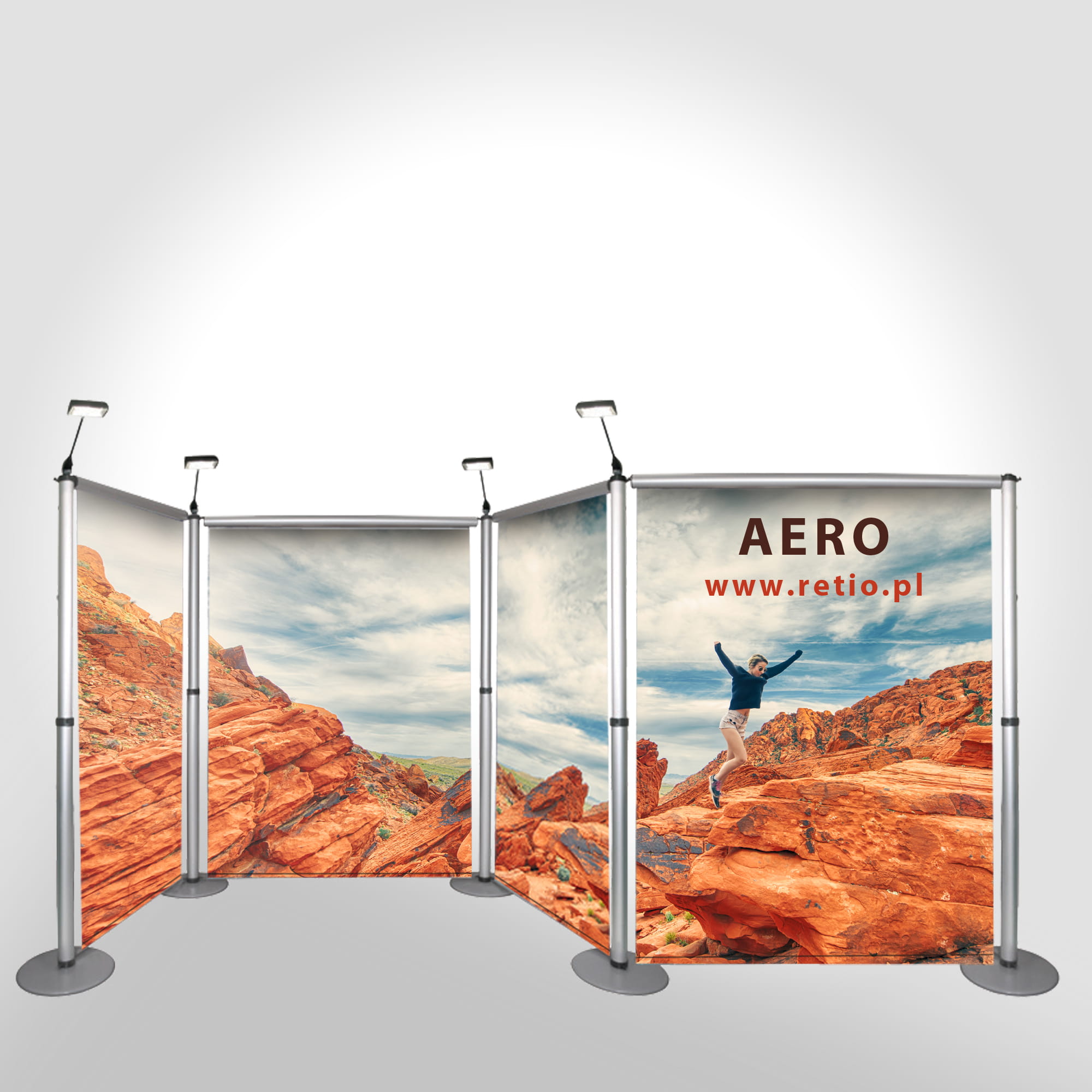 AERO Banner Stand Kit 4,5 x 2,1 m with a single-sided printout