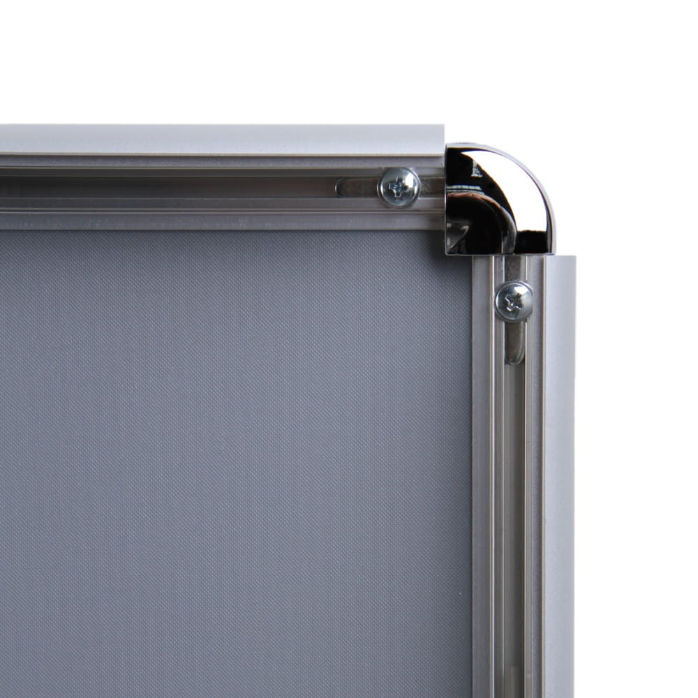 Ramka zatrzaskowa KRAST A4 (21,0 x 29,7 cm) aluminiowa srebrna z zaokrąglonym narożnikiem rama ramka plakatowa OWZ ścienna na plakat na zdjęcia profil 25 mm