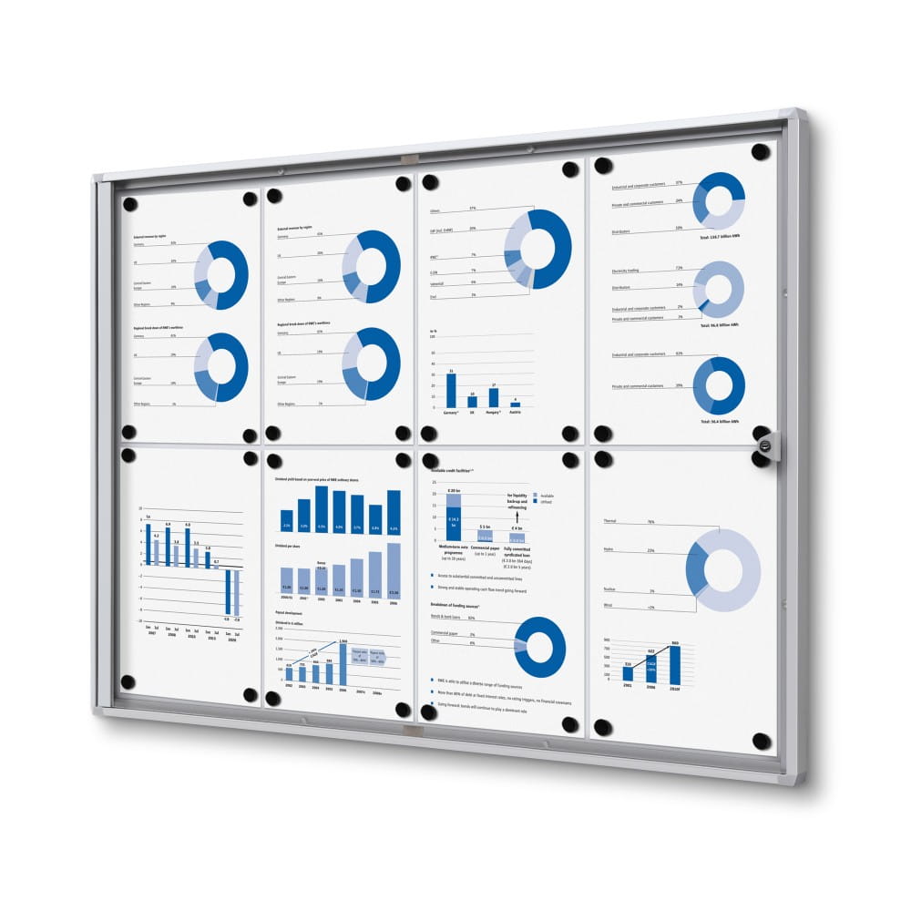 XS 8xA4 Magnetic Display Cabinet 88x61 cm Closed with a Key for Internal Use,  Internal Display, Advertising Display, Information Display, Notice Board