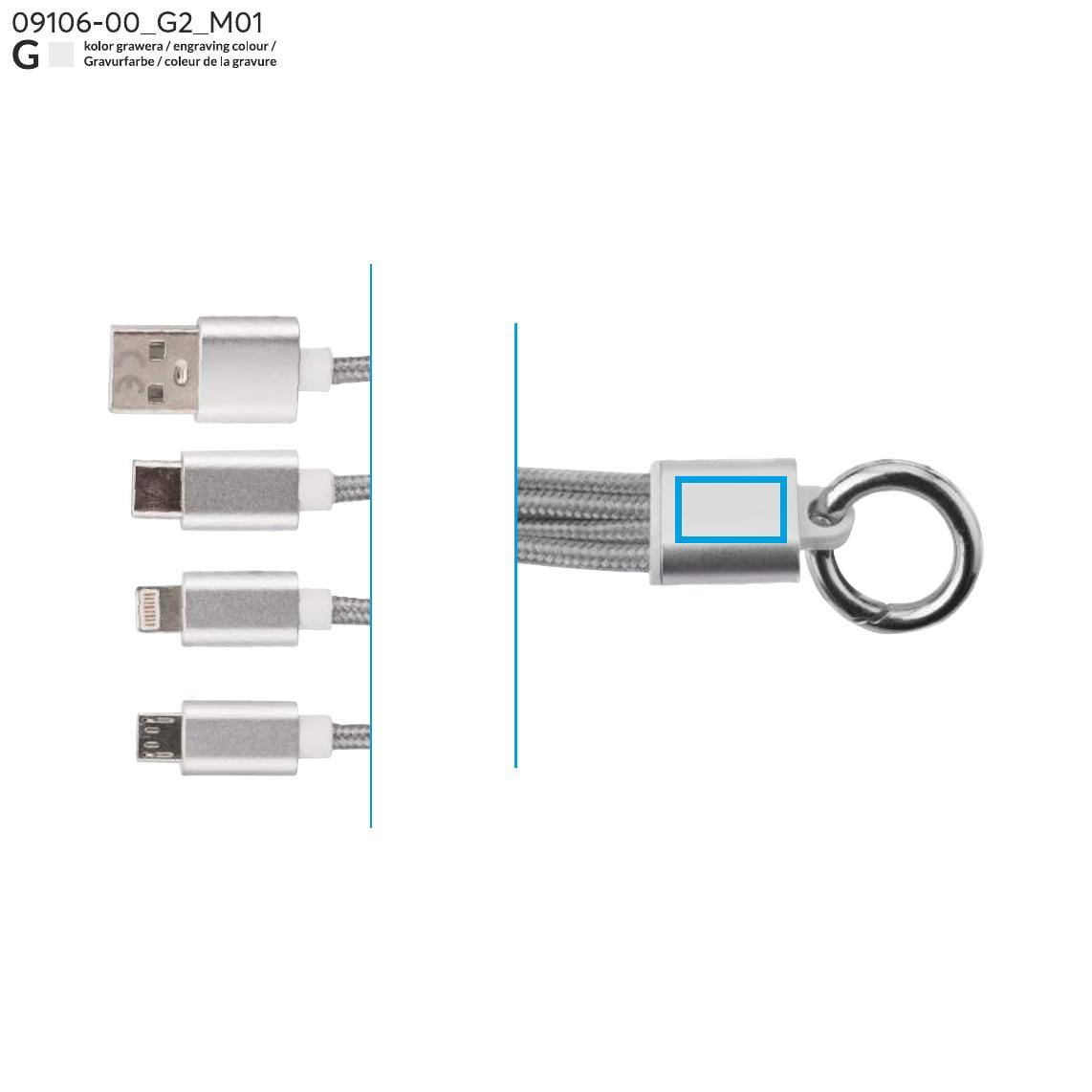 Kabel USB 3 w 1 TAUS srebrny