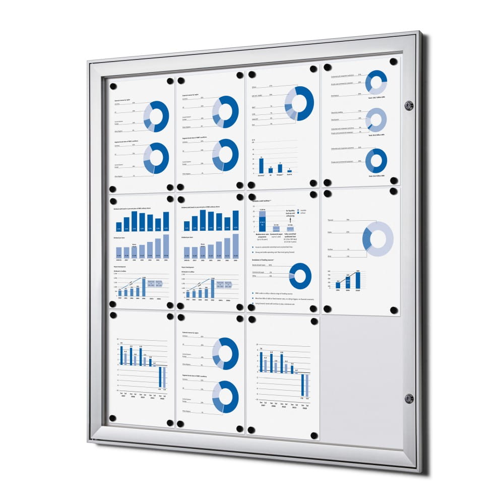 SCS 12xA4 Magnetic Display Case 88x92 cm Closed with a Key for Indoor Use, Indoor and Outdoor Display Cabinet, Advertising Display Case, Information Display Case, Notice Board, Information Board