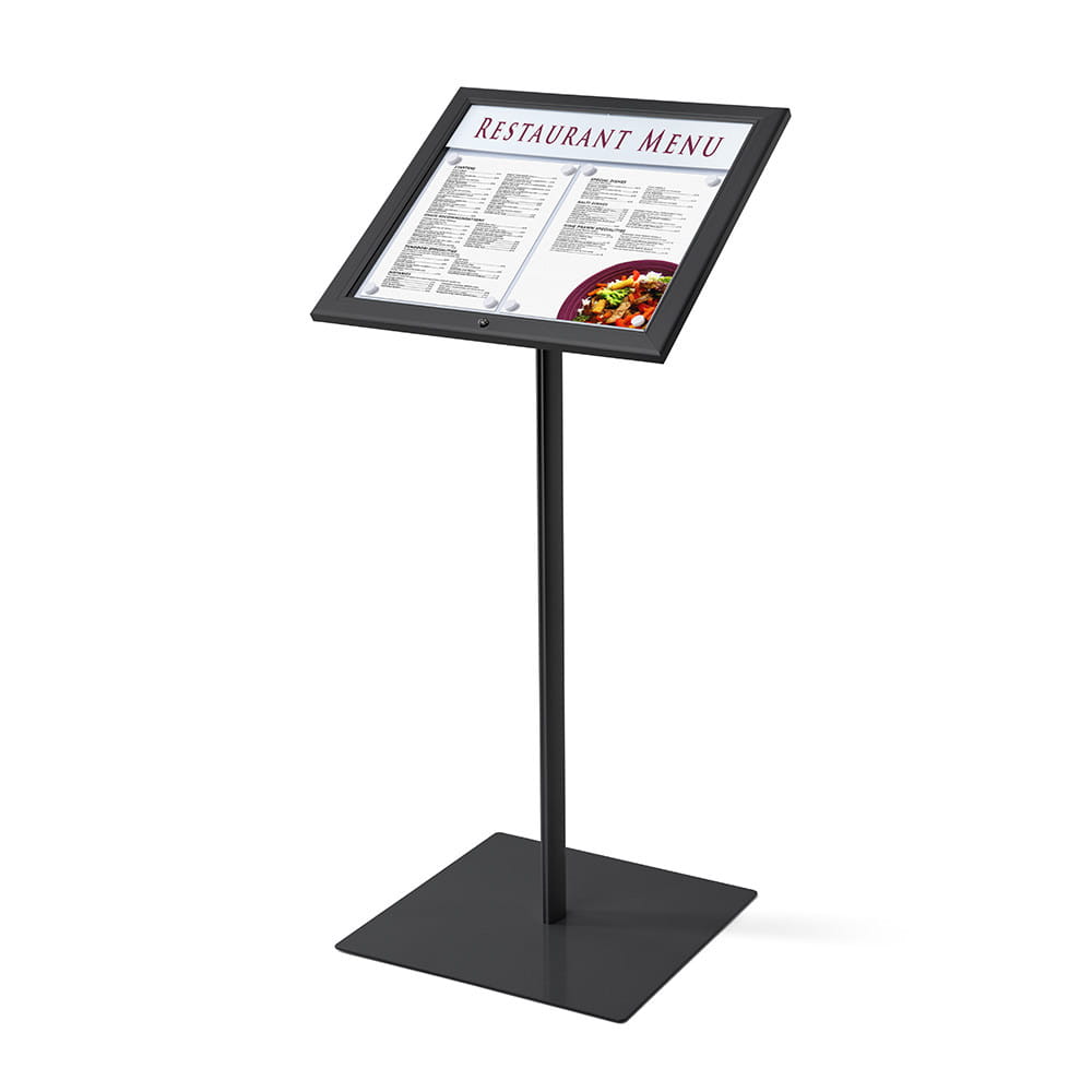 Stojak na menu 2xA4 stojak prezenter na kartę menu stojak informacyjny prezentacyjny z ramką A4 do restauracji gastronomii do hotelu stojak na plakat Menu Board z oświetleniem LED czarny