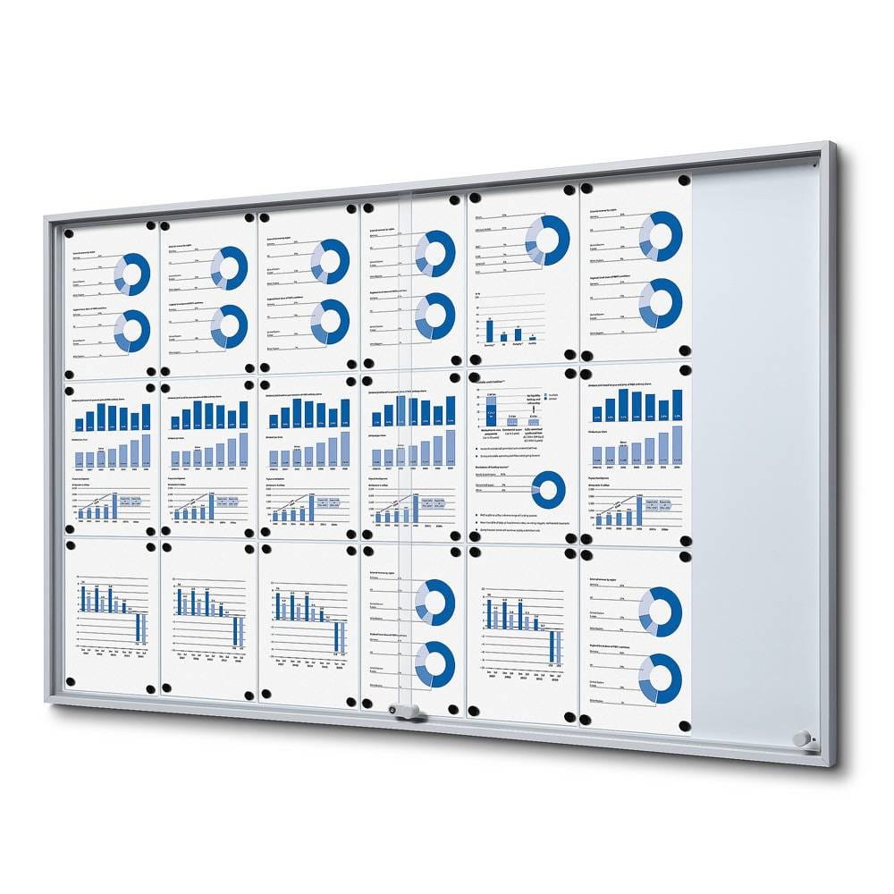 SLIM 21xA4 Magnetic Display Case 154x92 cm with Sliding Doors, Locked with a Key for Internal Use, Internal Display, Advertising Display, Information Display, Notice Board, Information Board