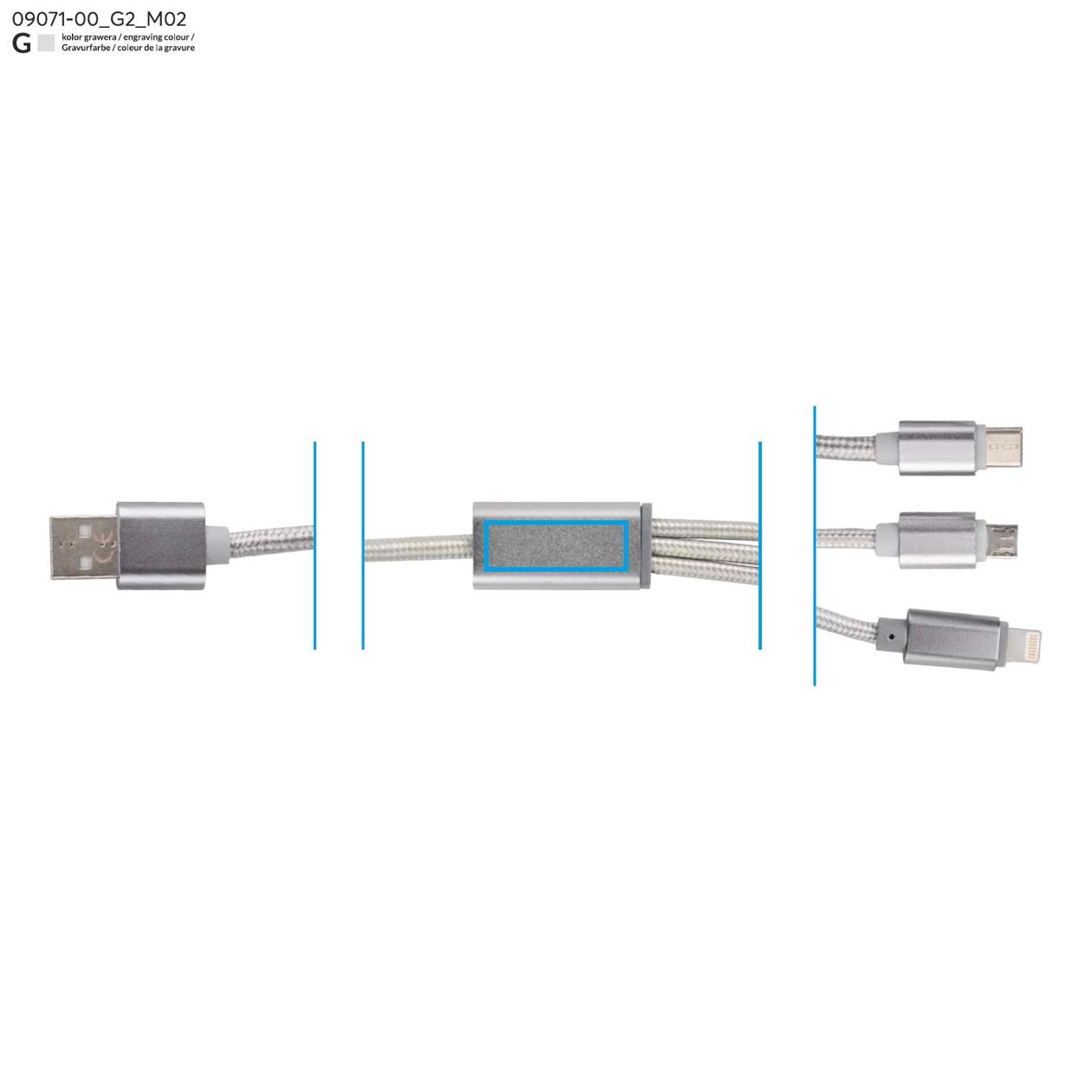 Kabel USB 3 w 1 TALA srebrny
