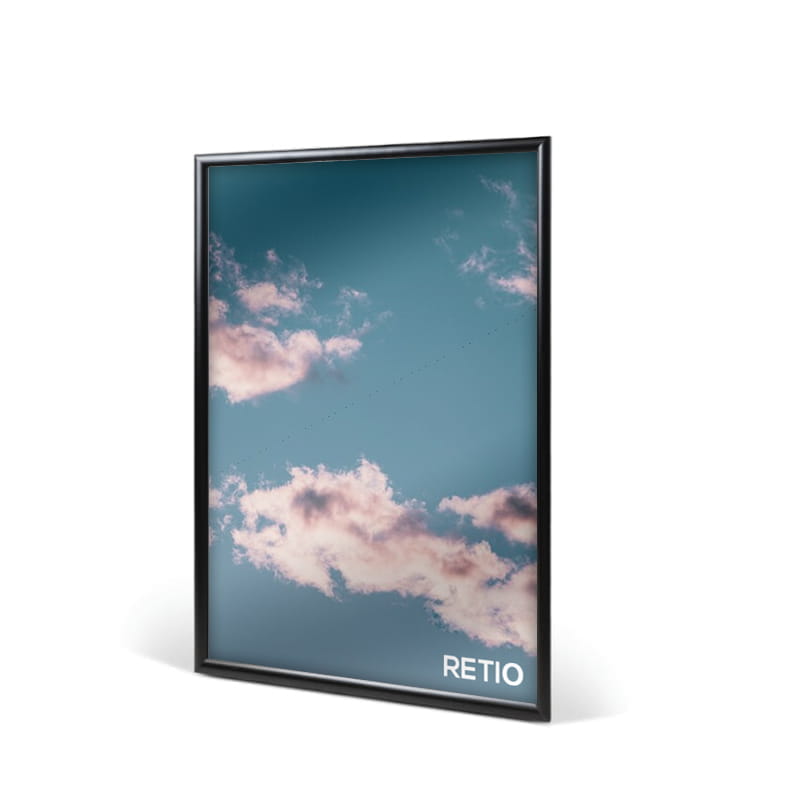 Ramka plakatowa OWZ B2 (70 x 50 cm) aluminiowa czarna z prostym narożnikiem rama ramka plakatowa OWZ ścienna na plakat na zdjęcia profil 25 mm
